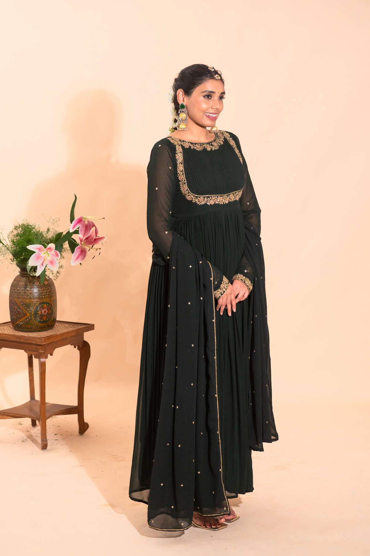 deep green anarkali