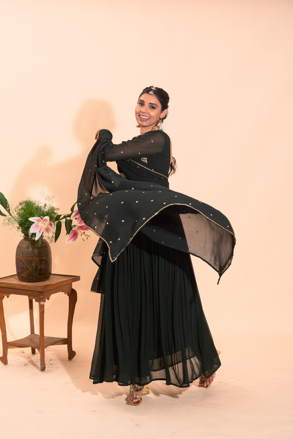 deep green anarkali