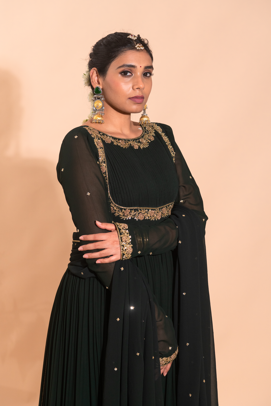 deep green anarkali
