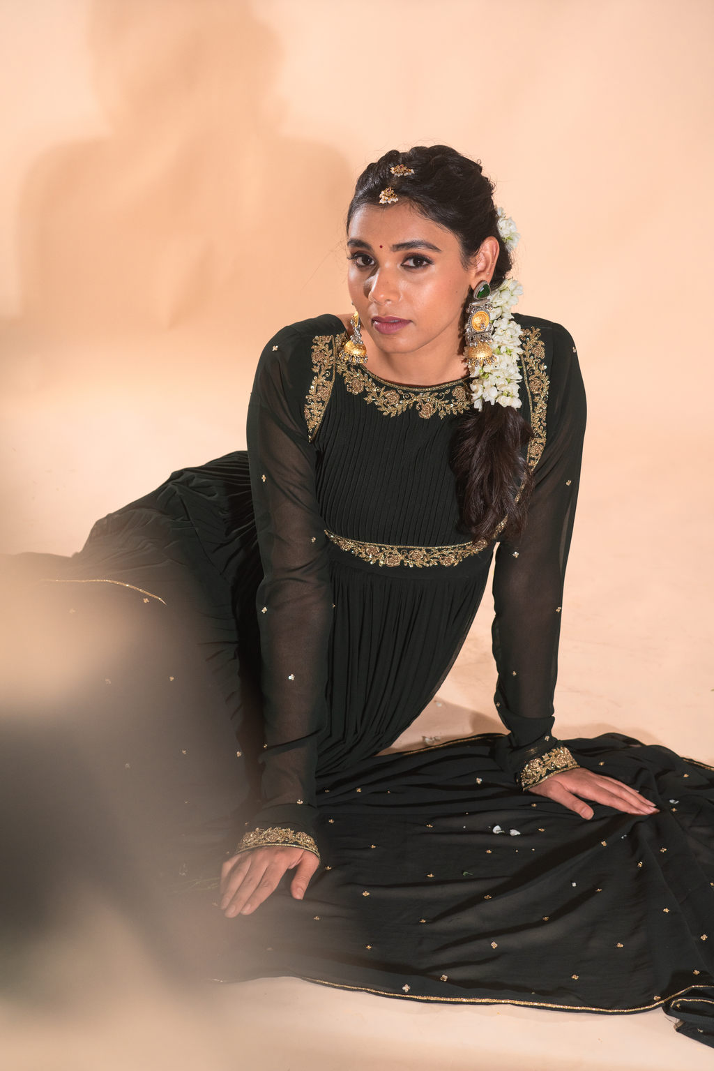 deep green anarkali