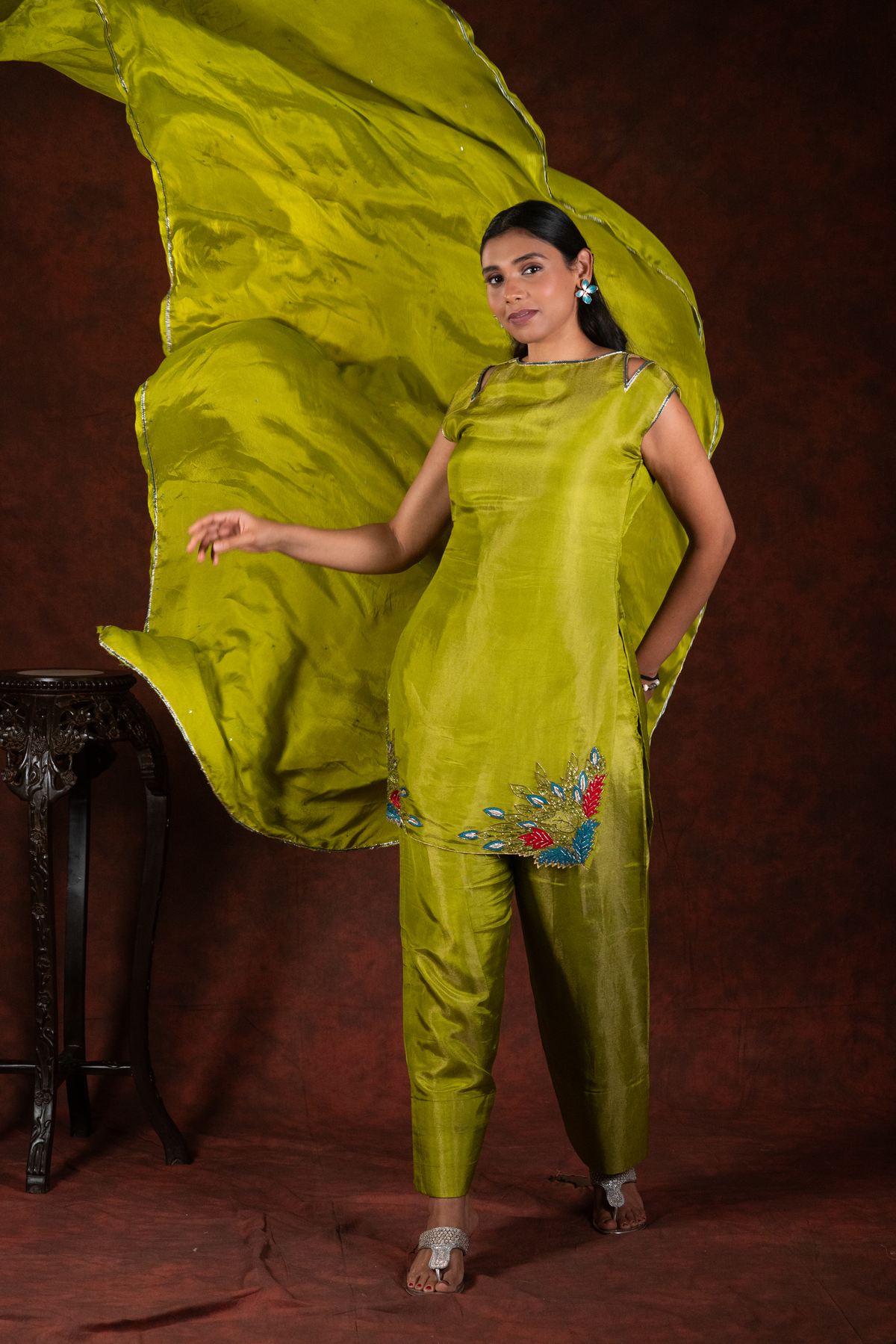 green kurti set