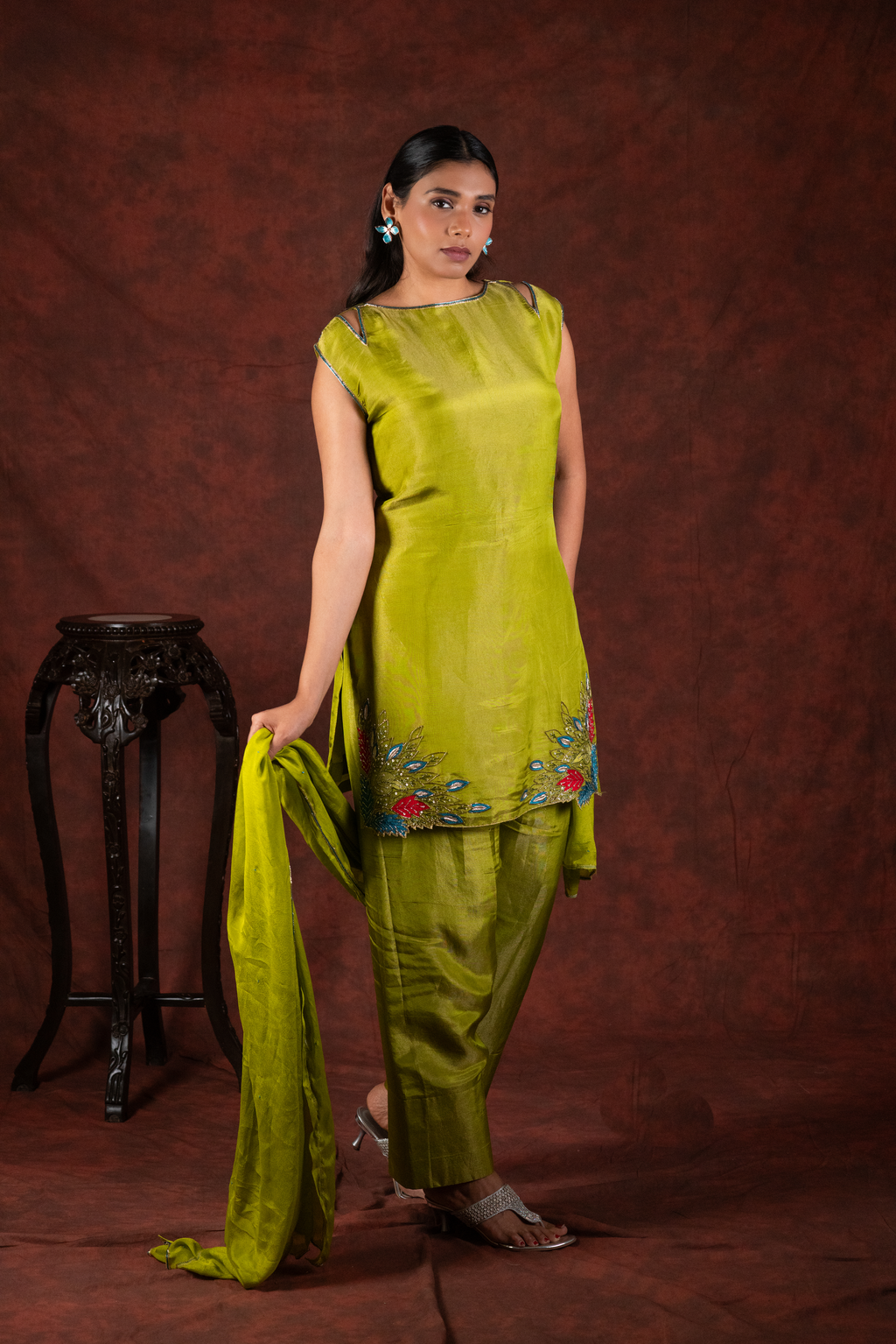 green kurti set