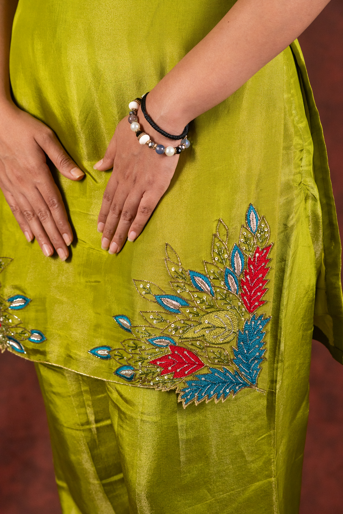 green kurti set