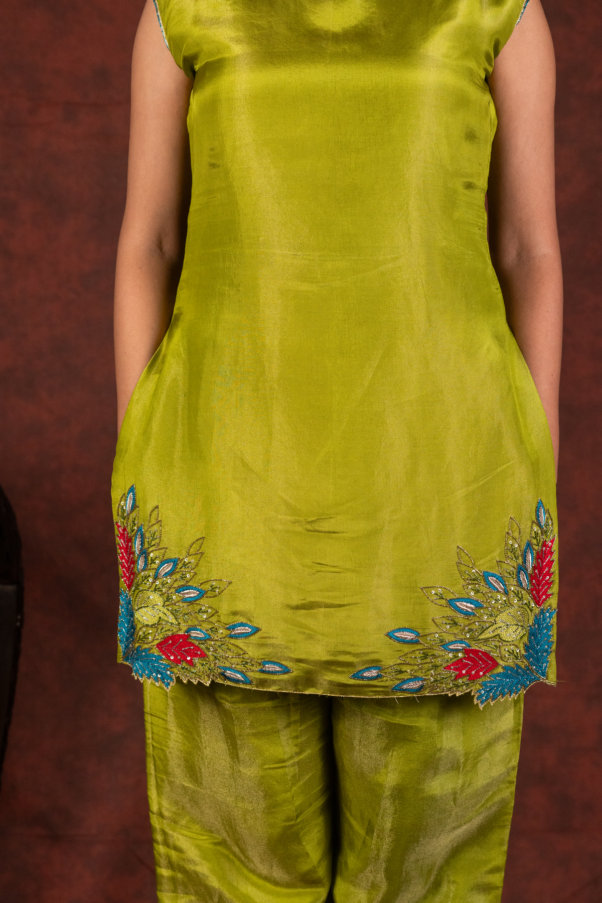 green kurti set