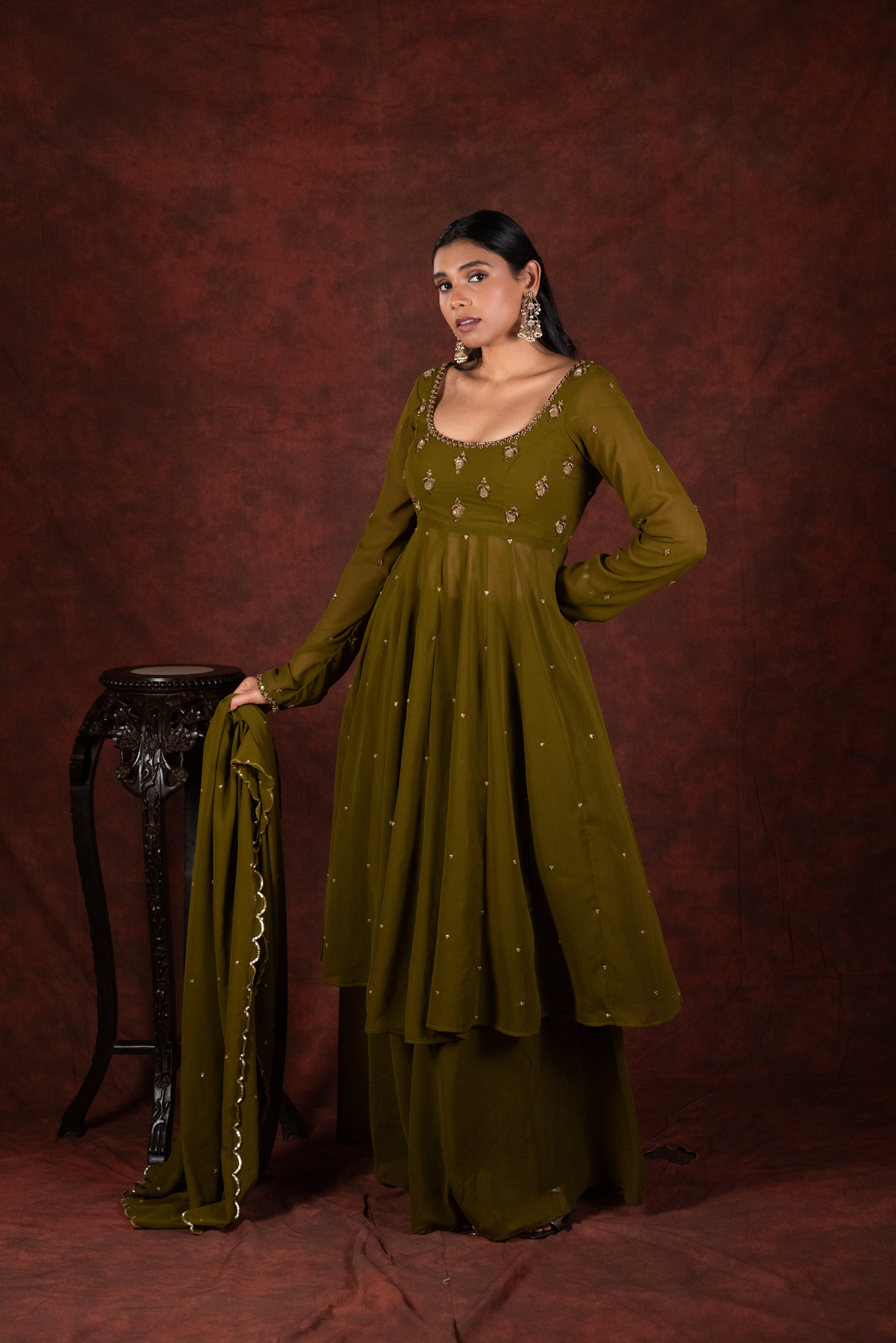 mehendi green anarkali dress
