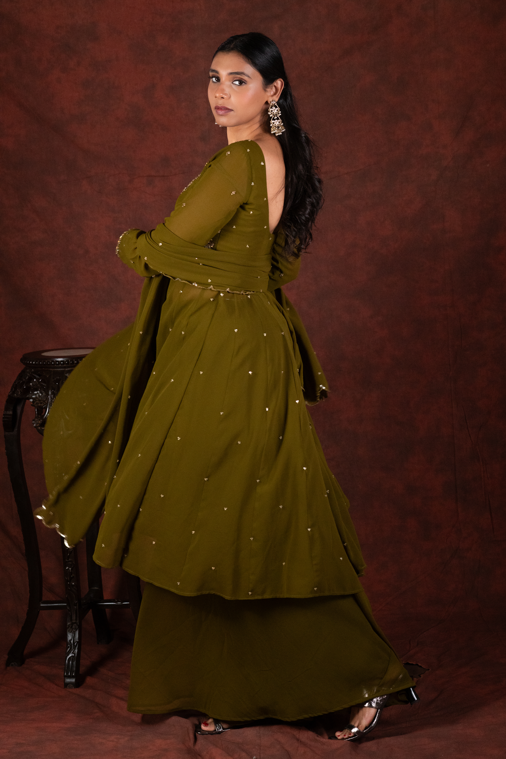 mehendi green anarkali dress