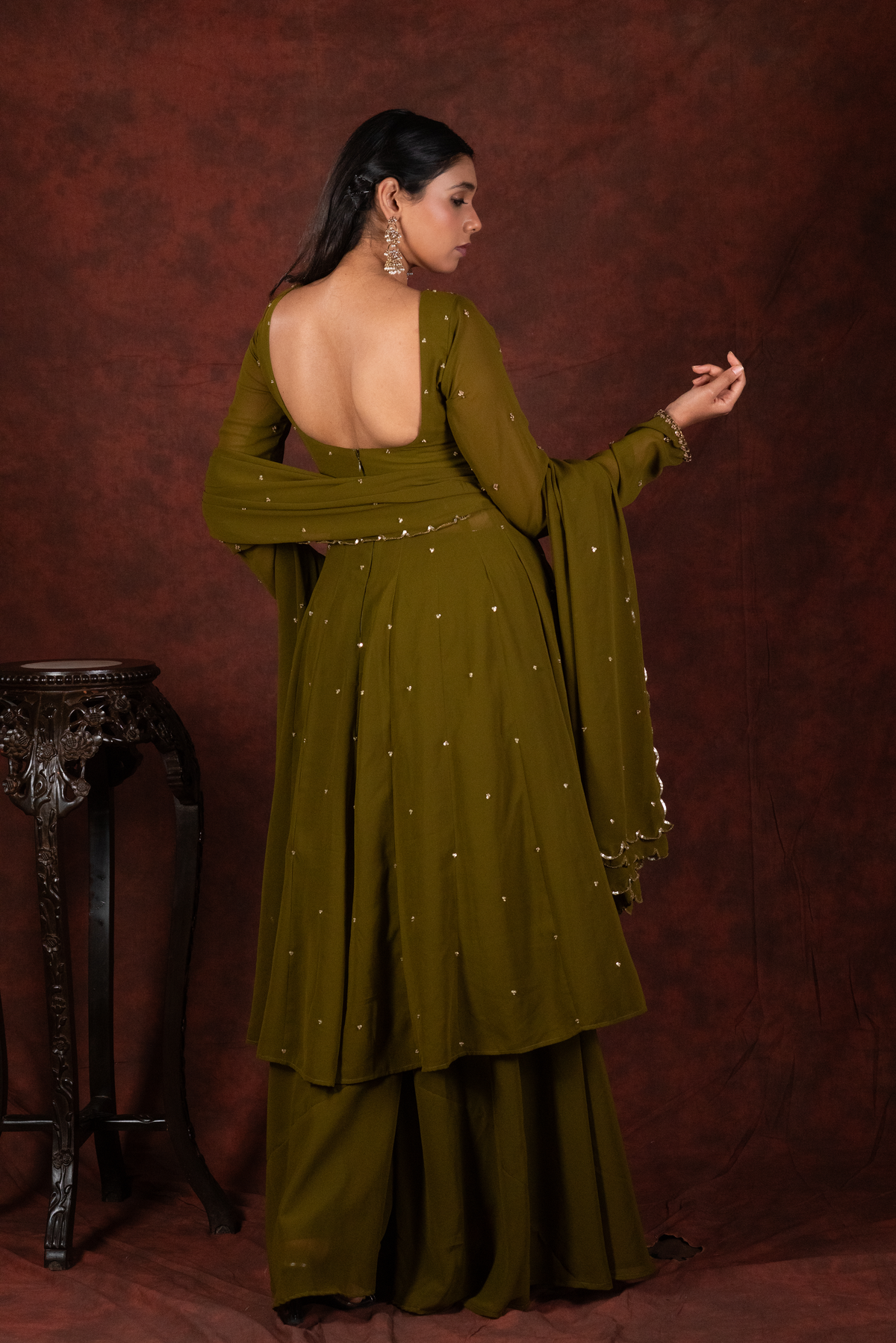 mehendi green anarkali dress
