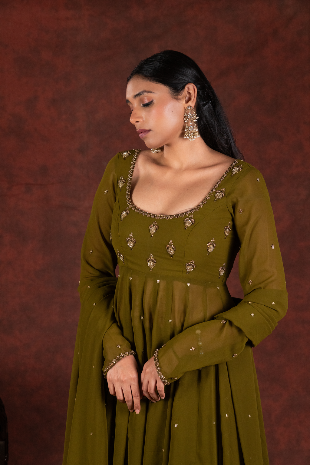 mehendi green anarkali dress