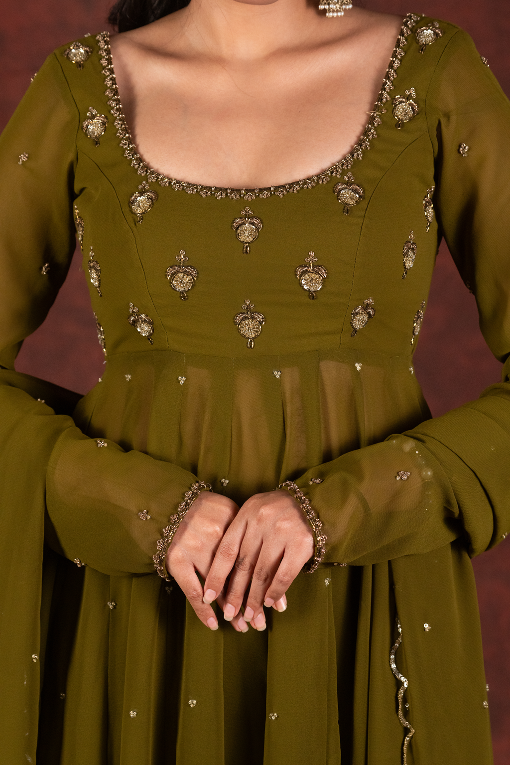 mehendi green anarkali dress