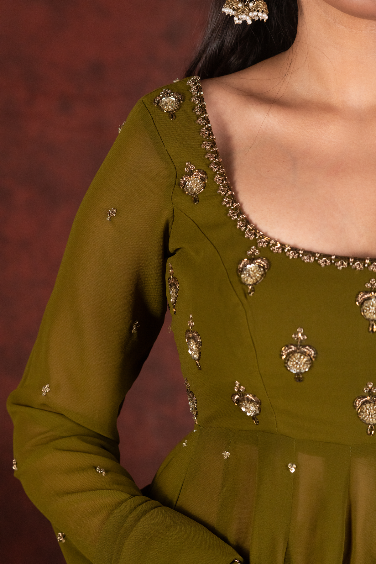 mehendi green anarkali dress