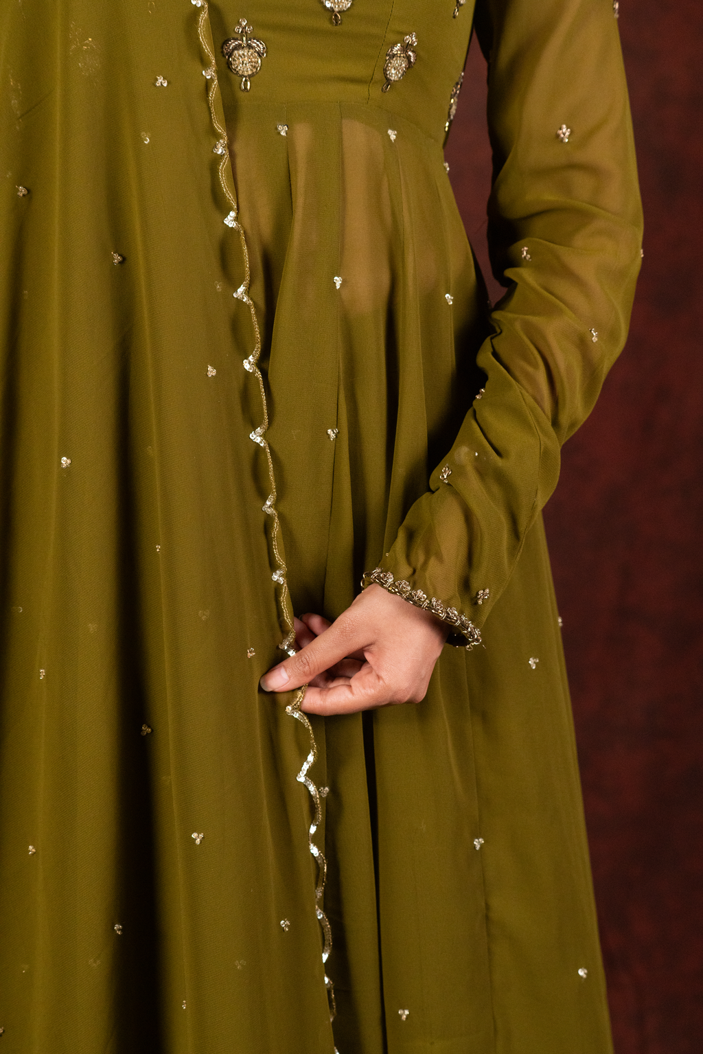 mehendi green anarkali dress