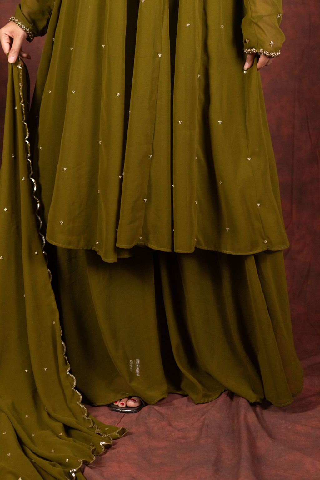 mehendi green anarkali dress