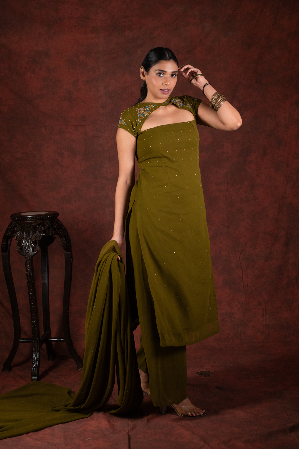 mehendi green straight kurta set