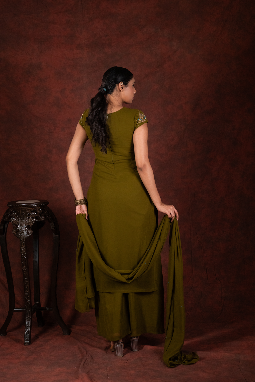 mehendi green straight kurta set