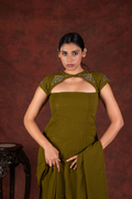 mehendi green straight kurta set