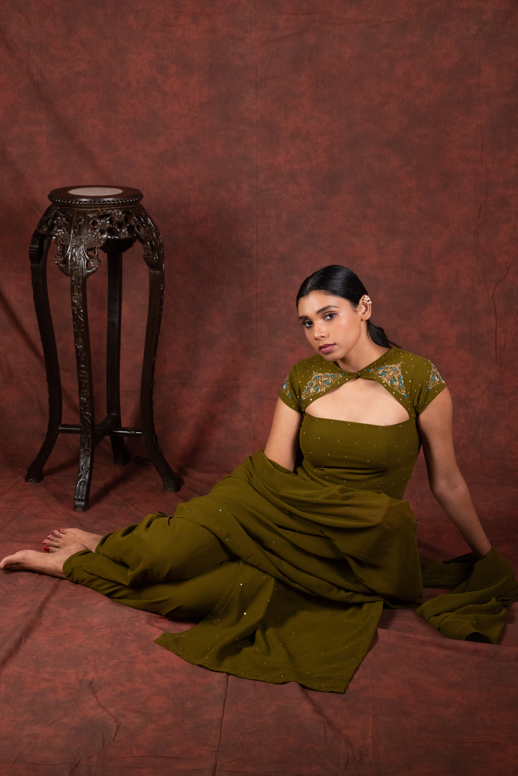 mehendi green straight kurta set