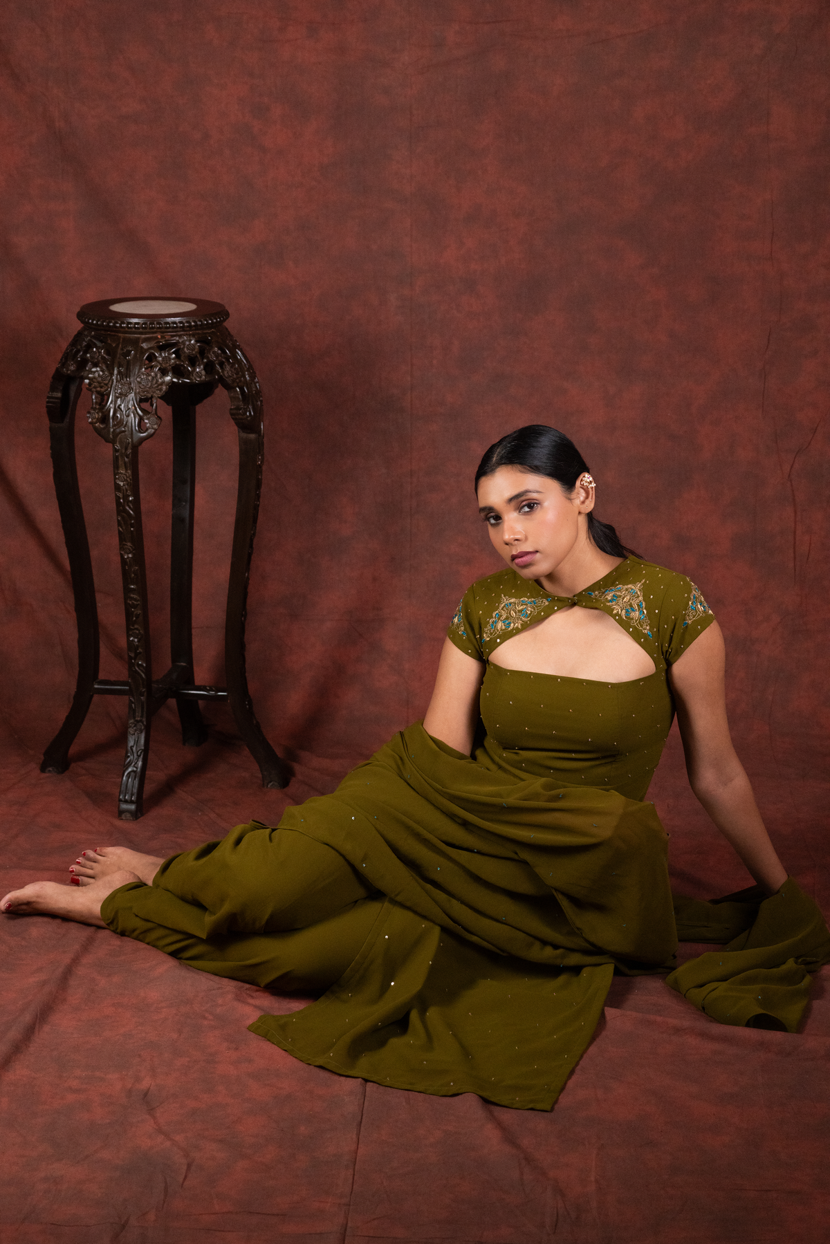 mehendi green straight kurta set