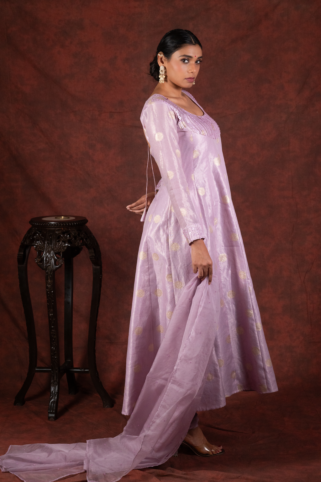 pink a line kurta set