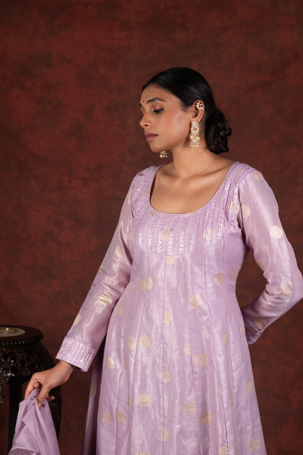 pink a line kurta set