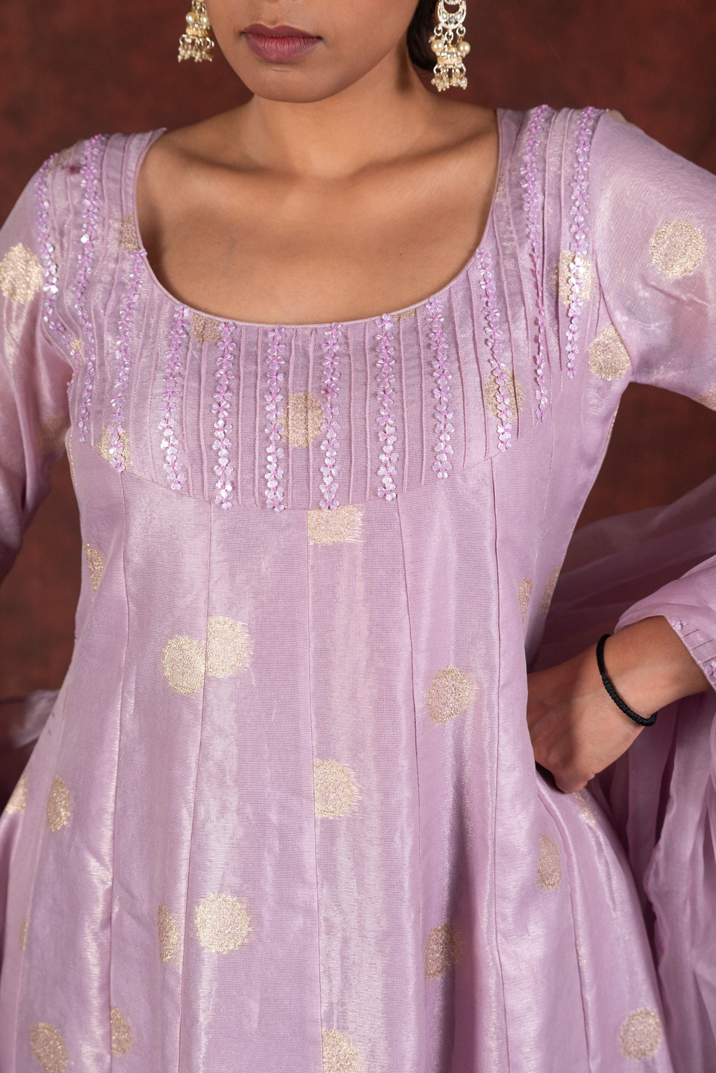 pink a line kurta set