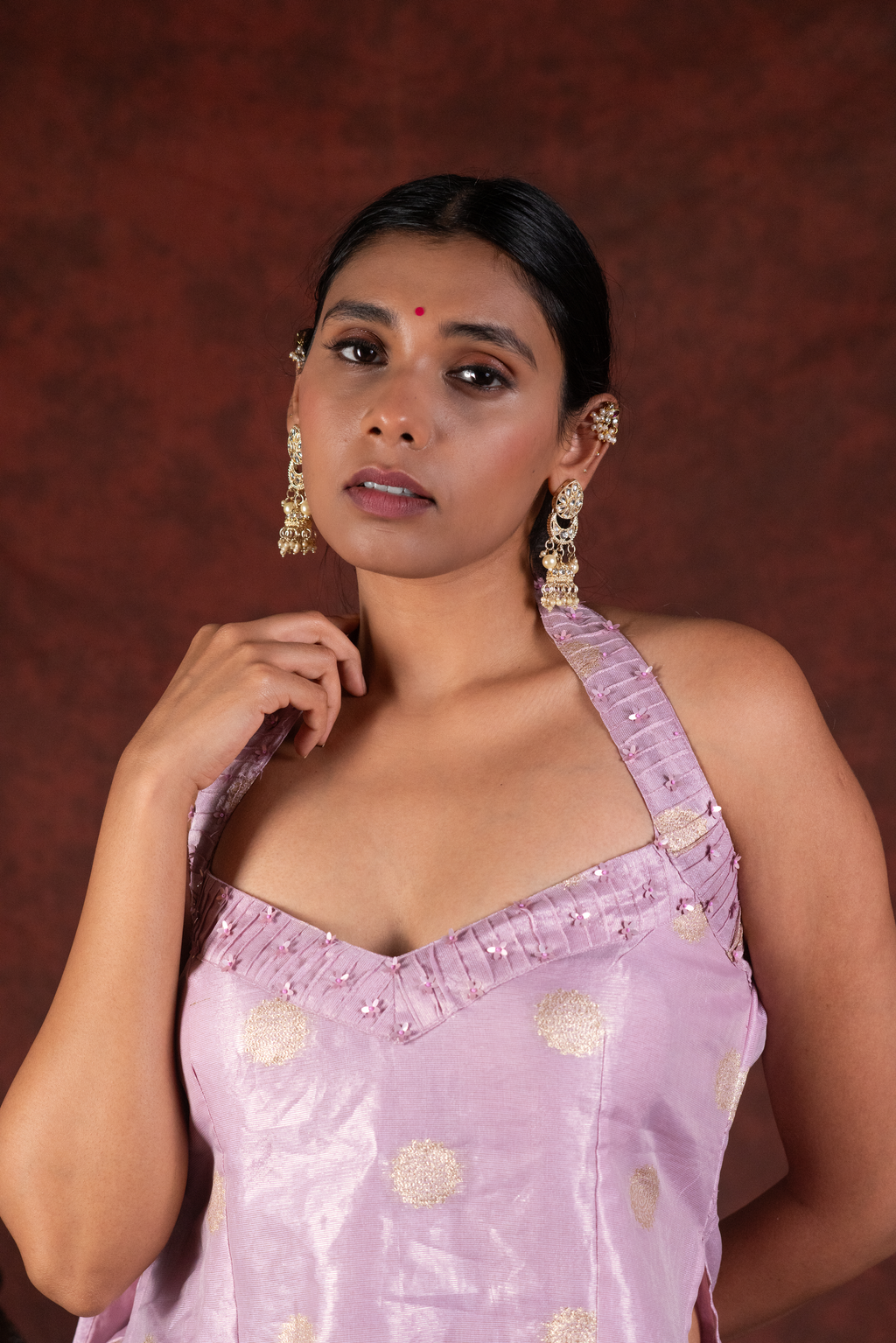 pink kurti set